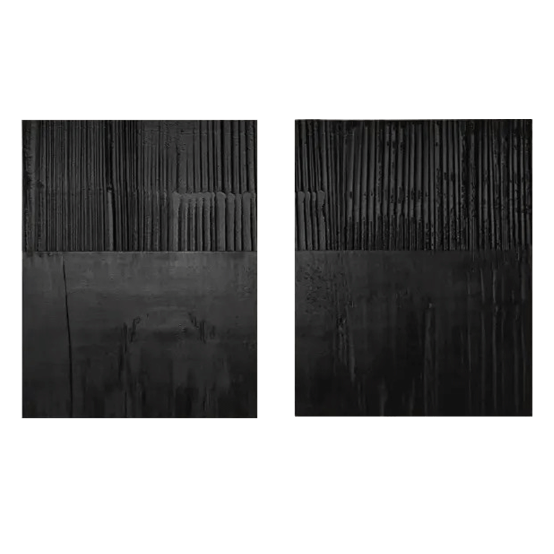 Black Minimalist Textured Painting Canvas Set of 2