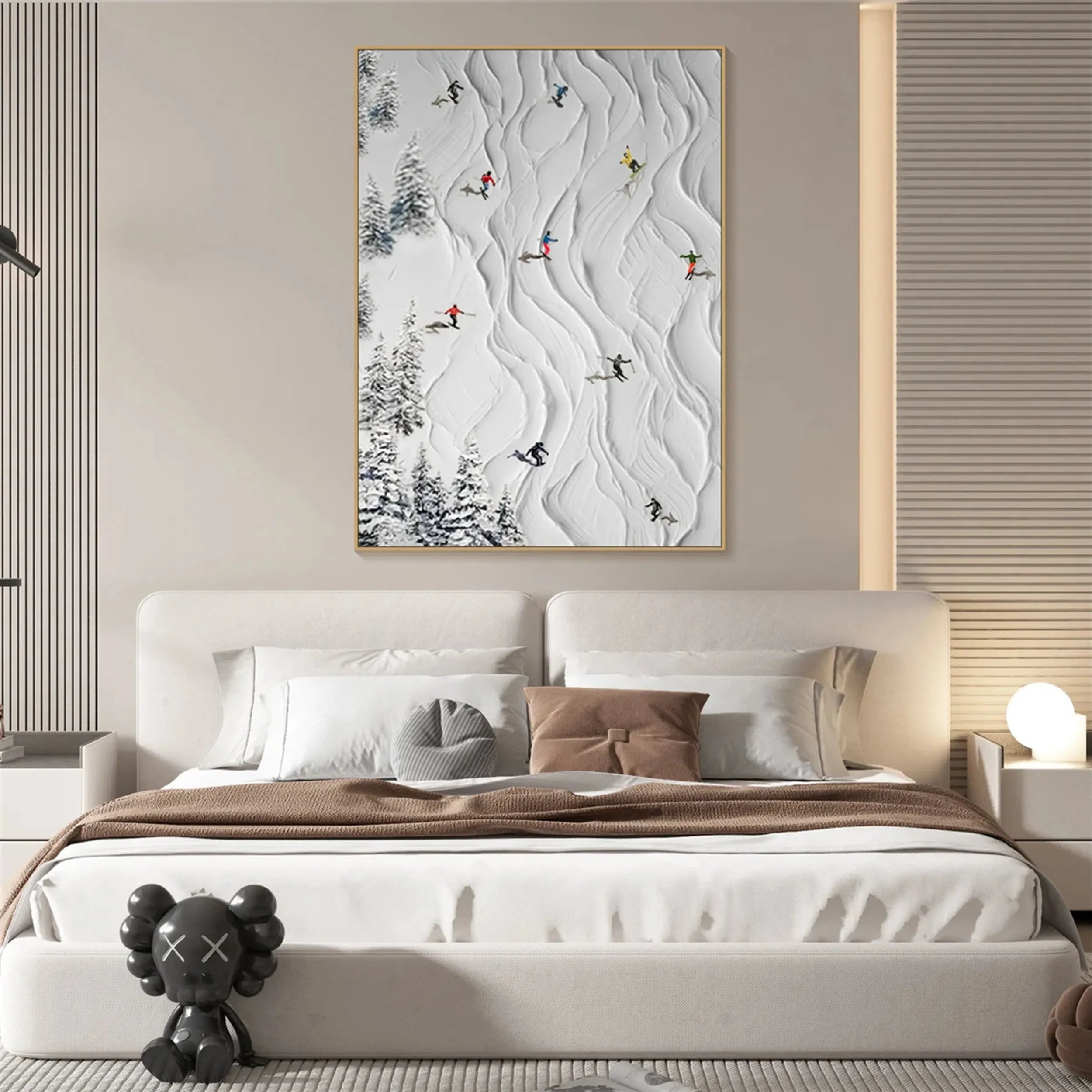Skiing Sport Art Textured Painting Canvas