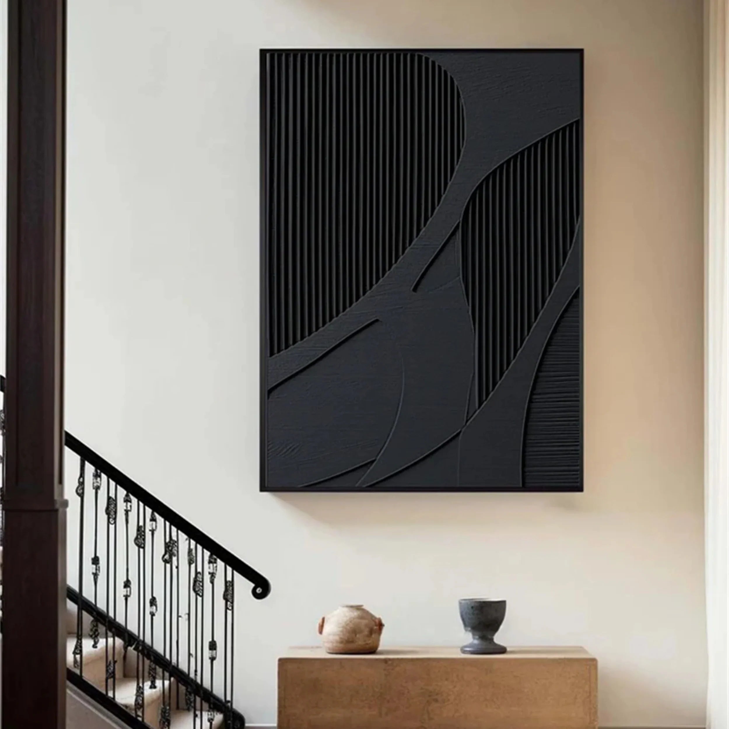 3D Textured Black Branch Panel Wall Art