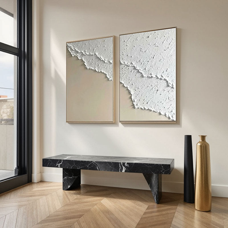 Textured White Abstract Canvas Set of 2