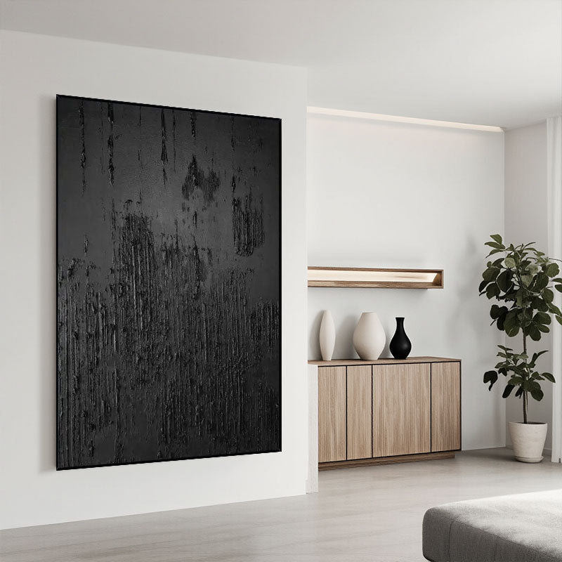 Black Minimalist Textured Wall Art