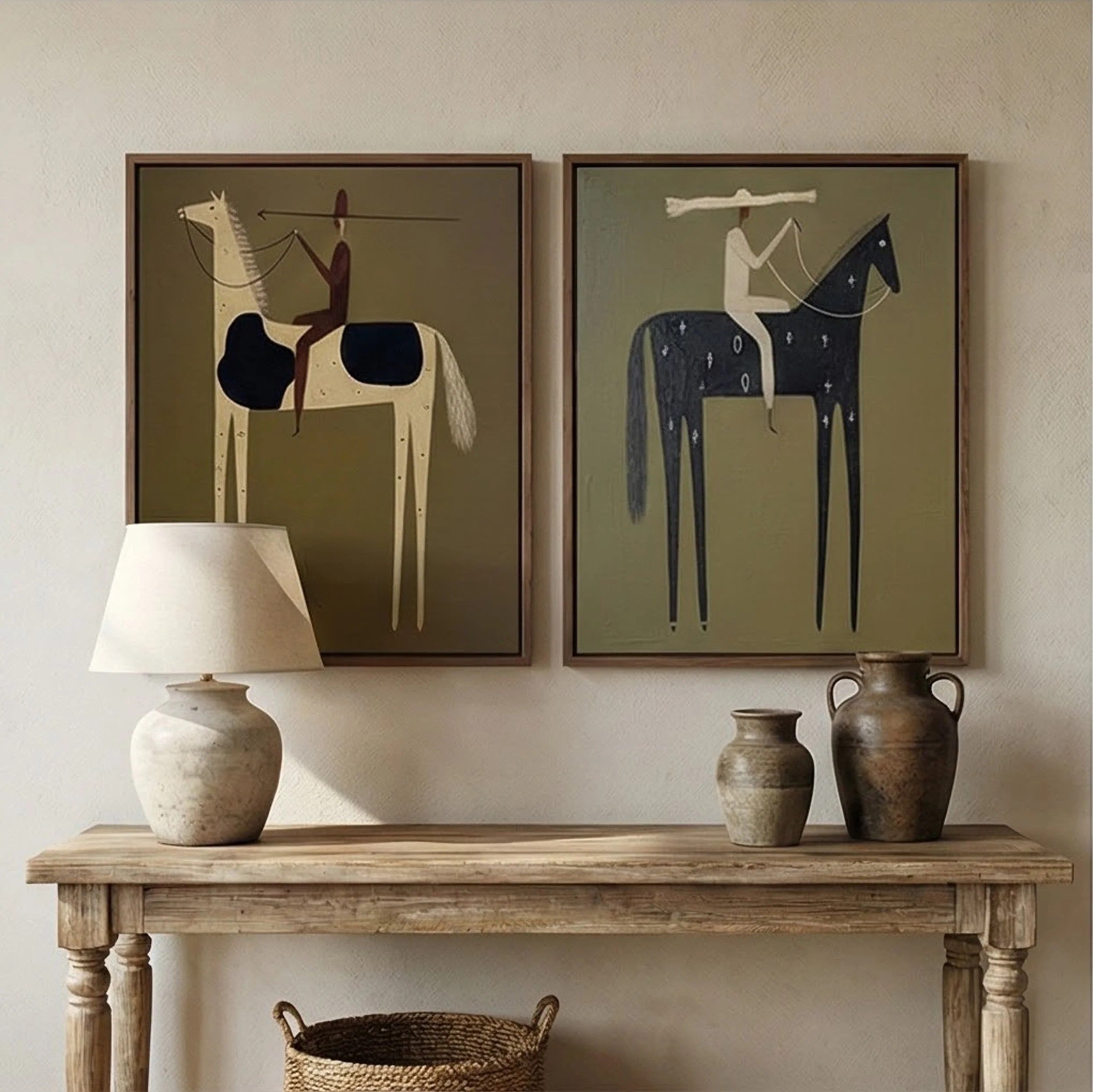 Whimsical Starry Horse Riders Wall Art Set of 2