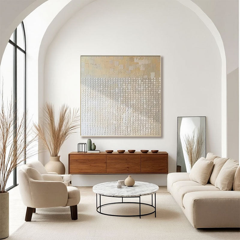 3D Textured Gold & Silver Mosaic Wall Art