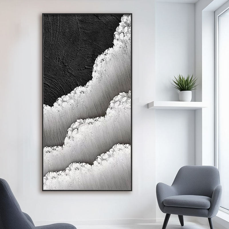Black White Textured Minimalist Wall Art