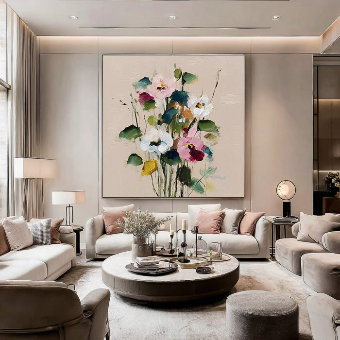 Ode to Spring - Hand Painted Modern Impasto Floral Oil Painting