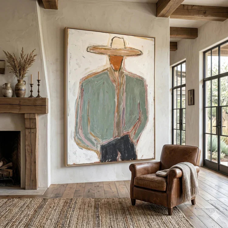Minimal Cowboy Figure — Original Figurative Art