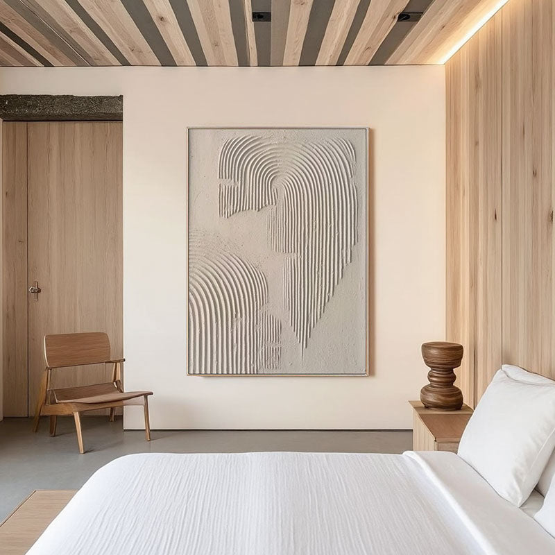 3D Textured Beige Arch Line Wall Art