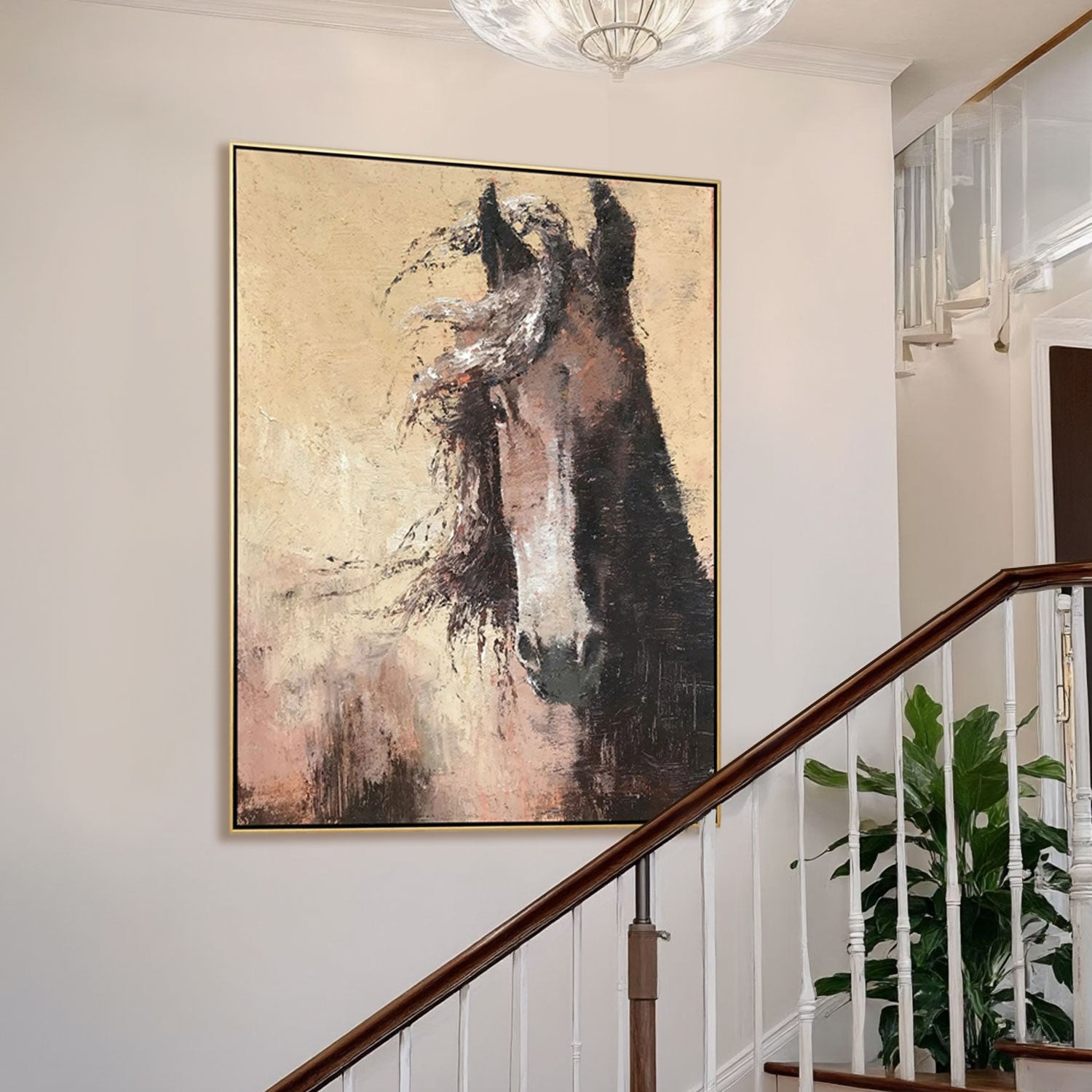 Textured Dark Horse Portrait Wall Art