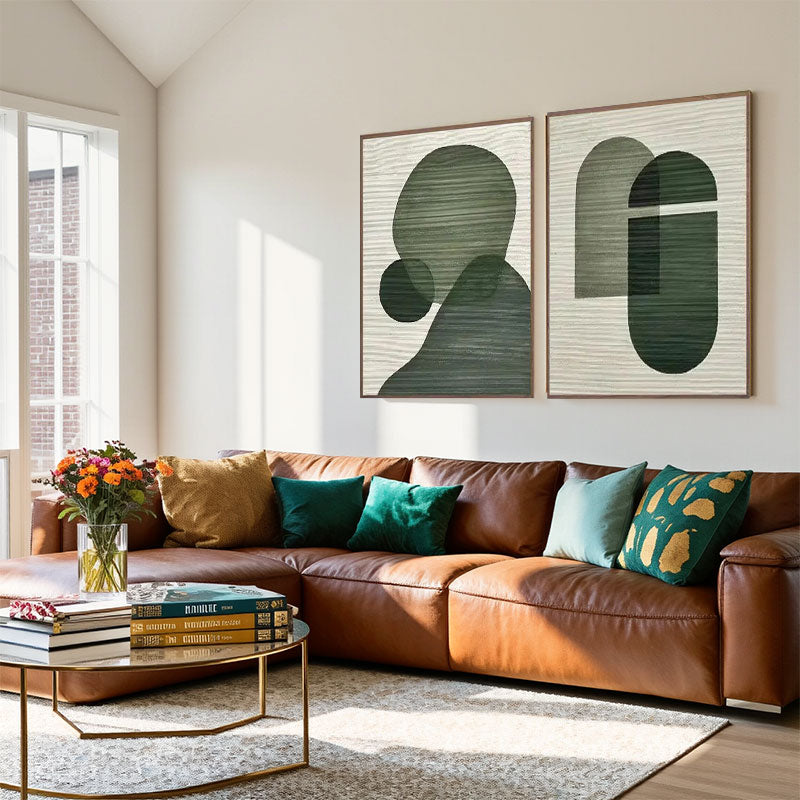 Textured Green Portrait Silhouette Wall Art Set of 2