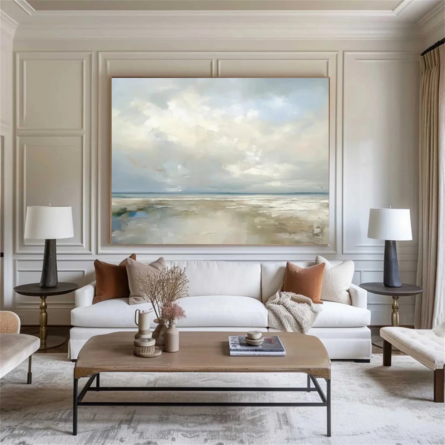 Cloudy Coastal Horizon Wall Art