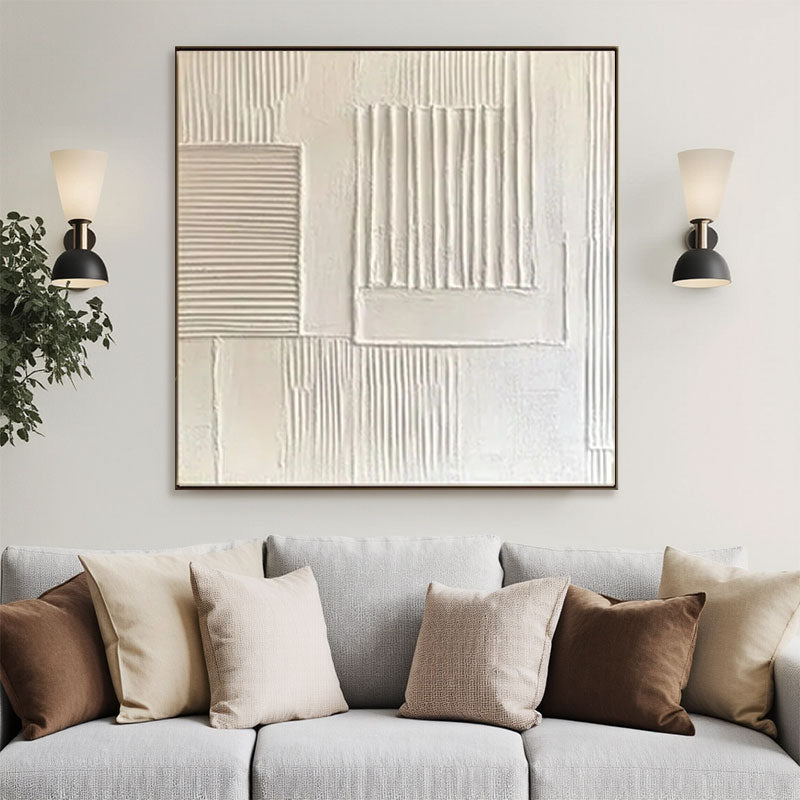 3D Textured White Panel Block Wall Art