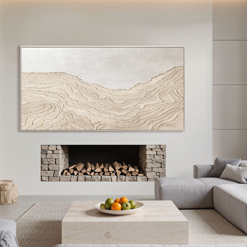 3D Textured Beige Hills Wall Art