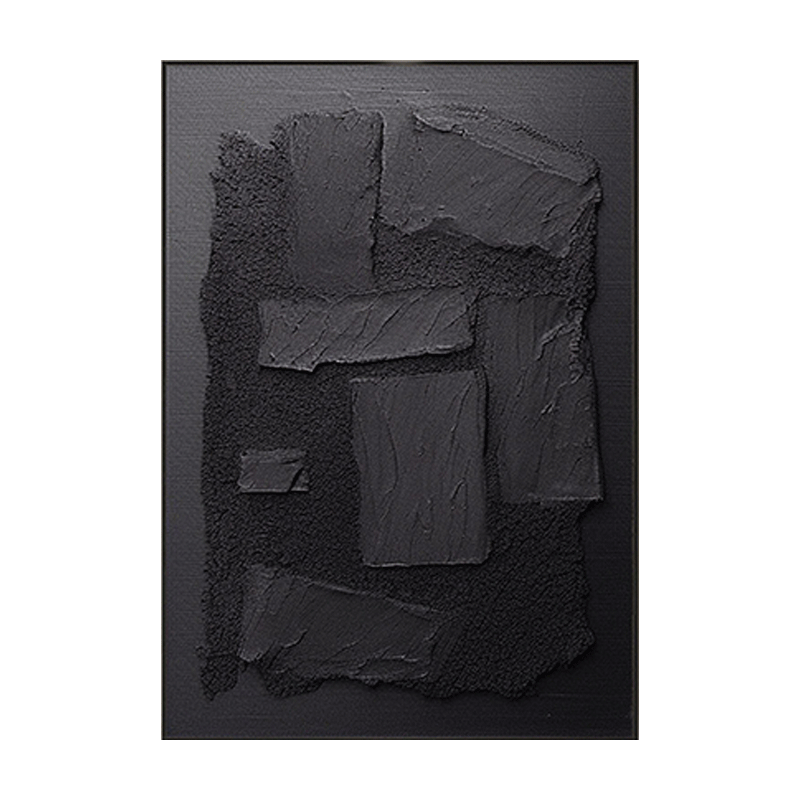 Black Plaster Art Minimalist Textured Painting