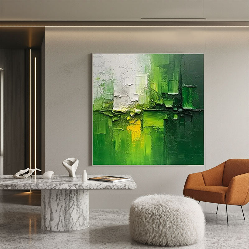 Green Light Streak Abstract Art