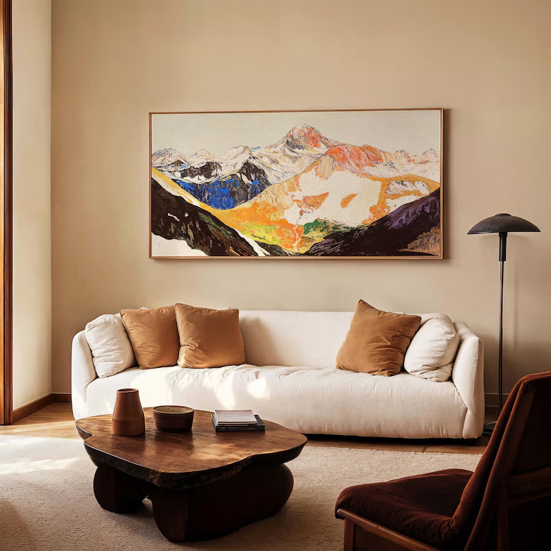 Abstract Mountain Landscape Wall Art – Colorful Canvas Painting
