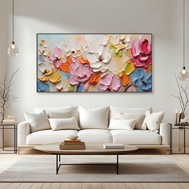 3D Textured Multicolor Floral Wall Art