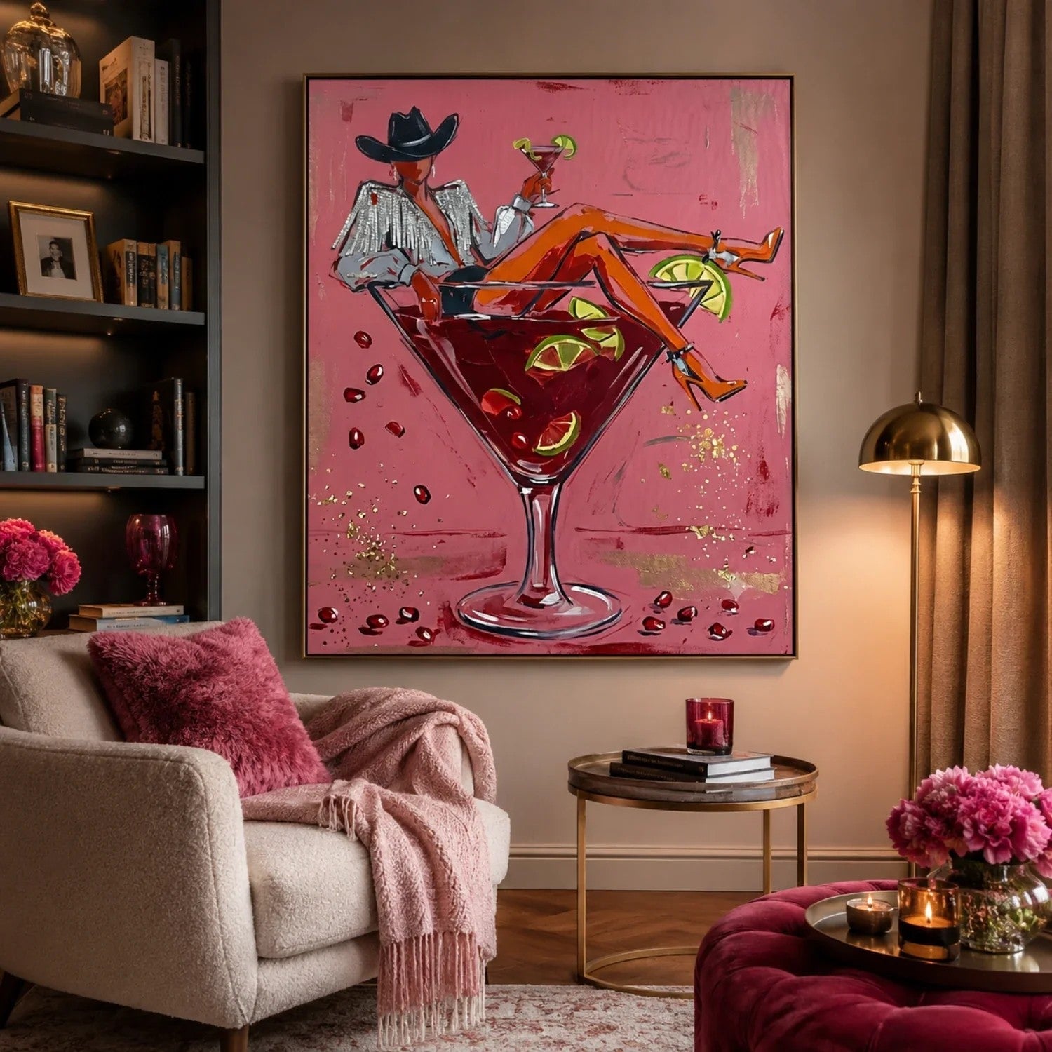 Cowgirl in Martini Glass Pop Art Wall Art