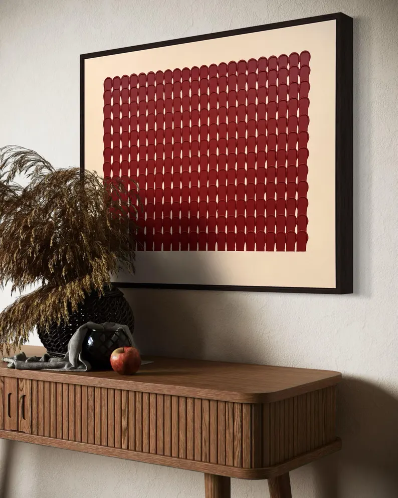 Minimalist Red Geometric Wall Art – Abstract Modern Canvas
