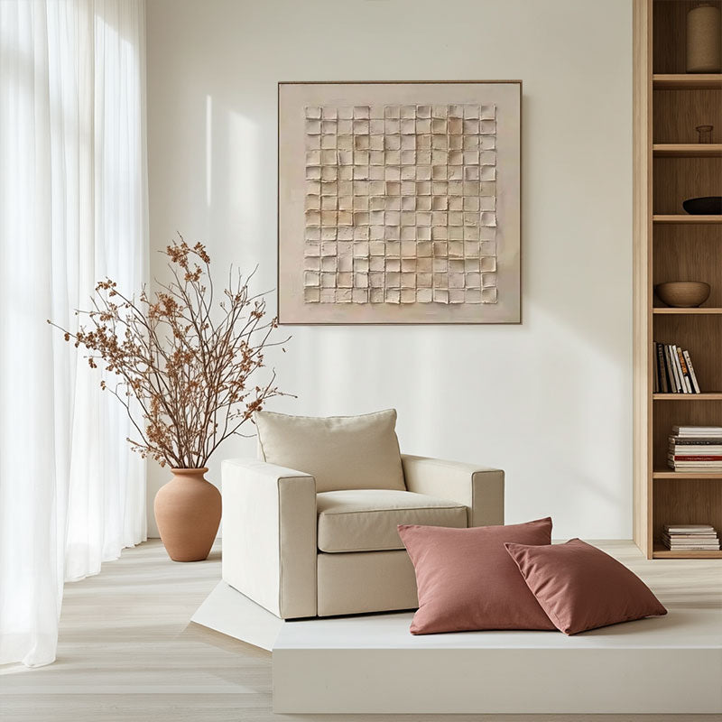 Sculptural Block Relief Textured Wall Art