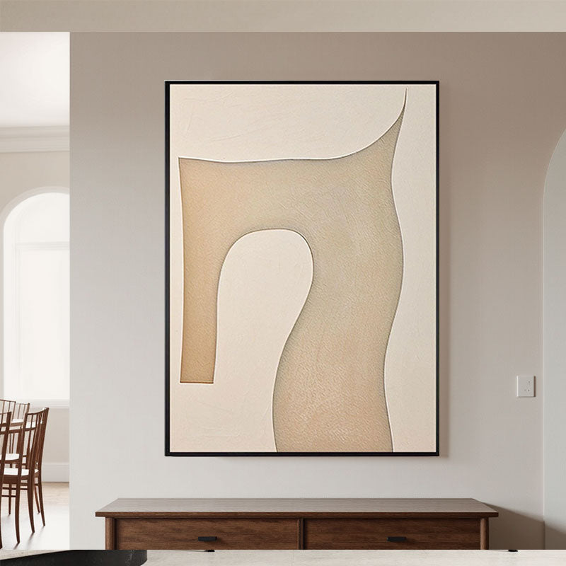 Minimalist Cream River Line Wall Art