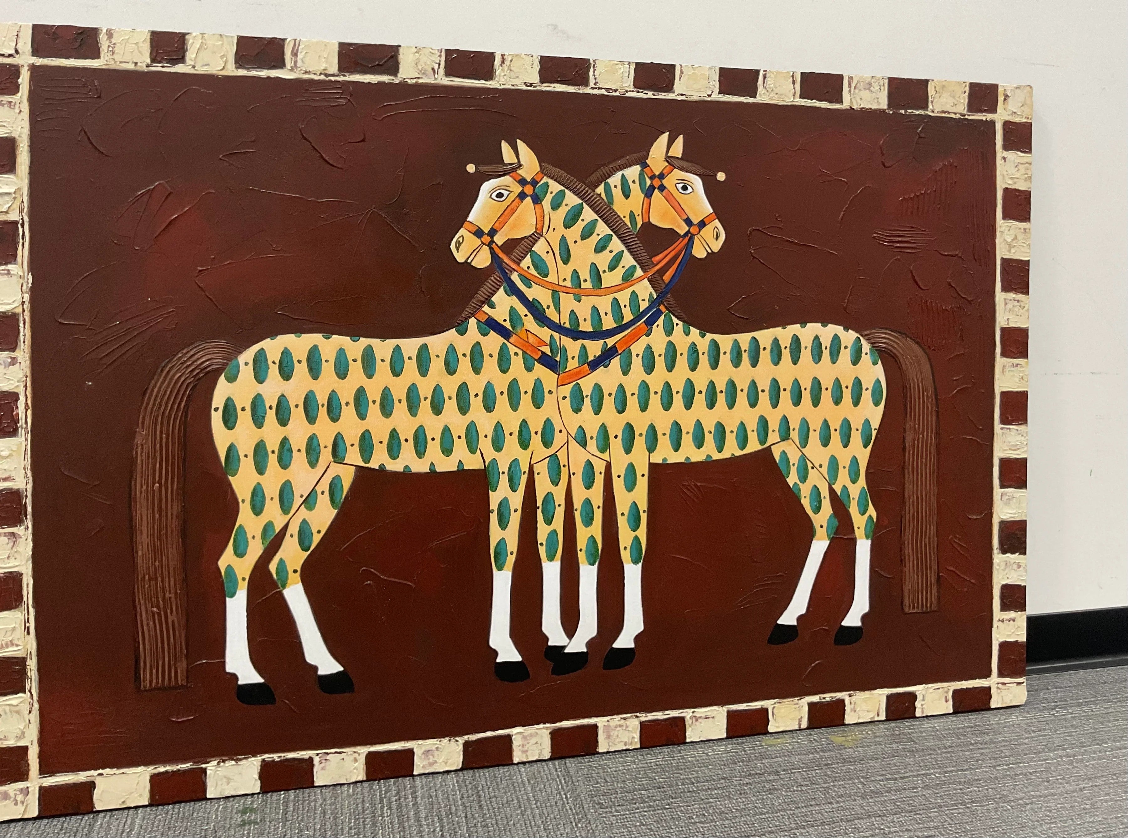 Folk Art Spotted Horses Wall Art