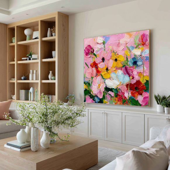 The Stroke of Passion - Large Brushstroke Impressionist Floral Wall Art