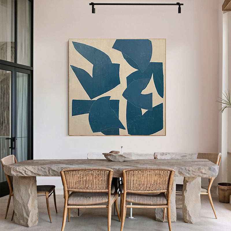 Hand-Painted Navy Bird Silhouette Wall Art