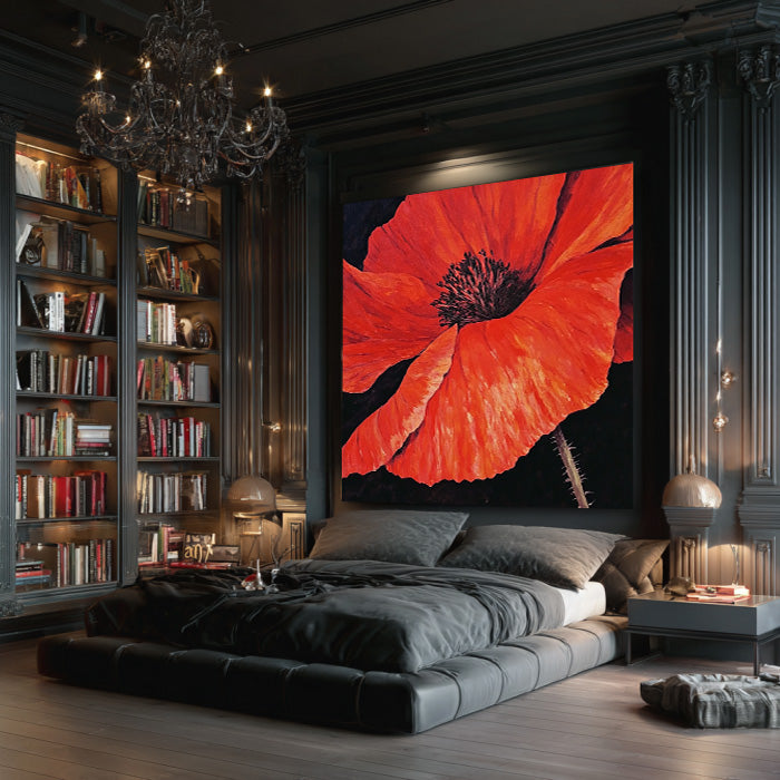 Skirt of Flame - High Saturation Hand-Painted Floral Close up Wall Art