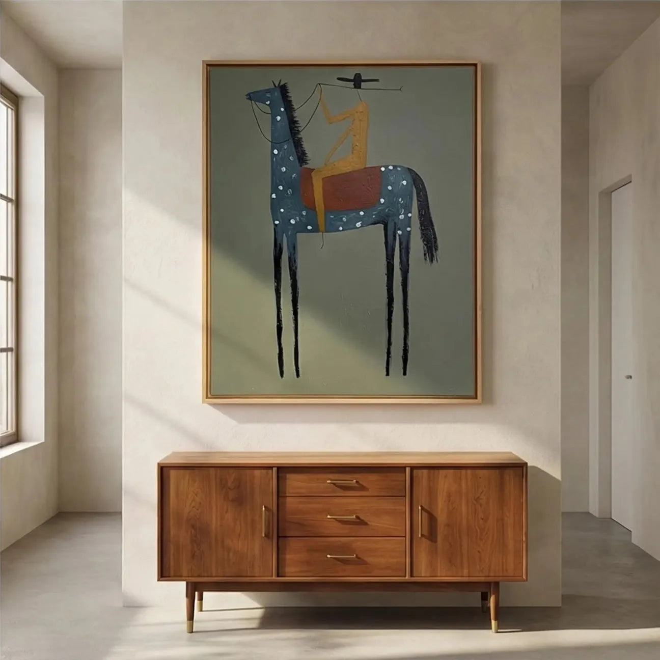 Naive Art Spotted Horse Rider Wall Art