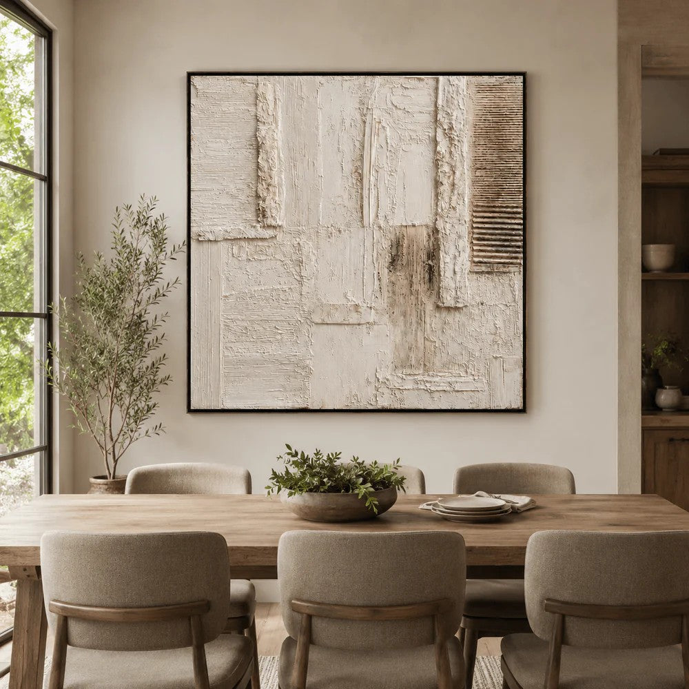 Sculptural Ivory Block Panel Wall Art