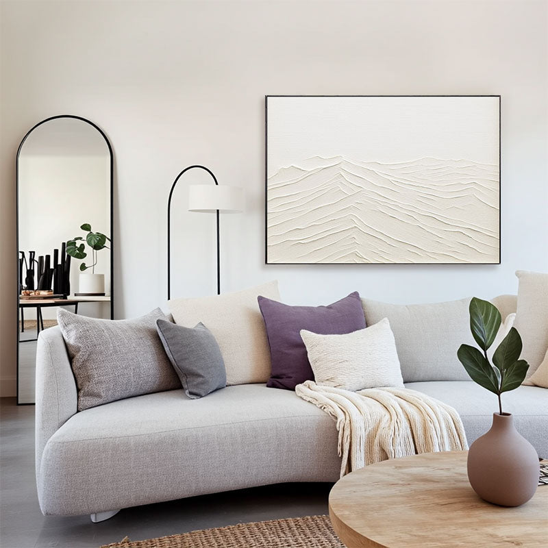Textured Off-White Mountain Range Wall Art