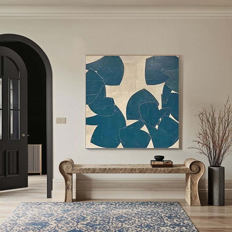 Modern Navy Petal Cluster Wall Art