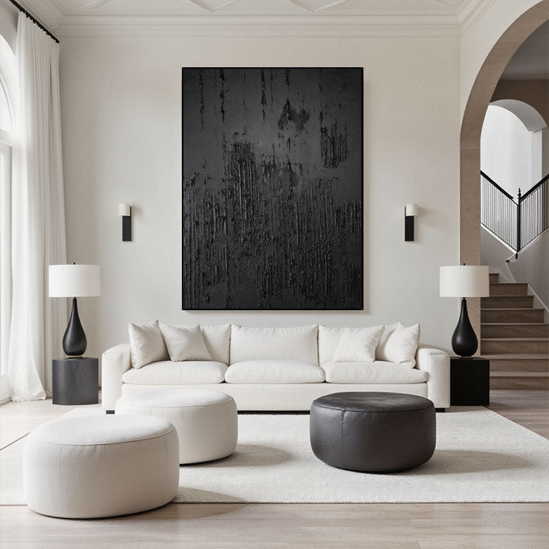 Black Minimalist Textured Wall Art