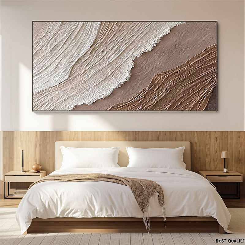 Textured Wave Wall Art – Neutral Tone Coastal Decor