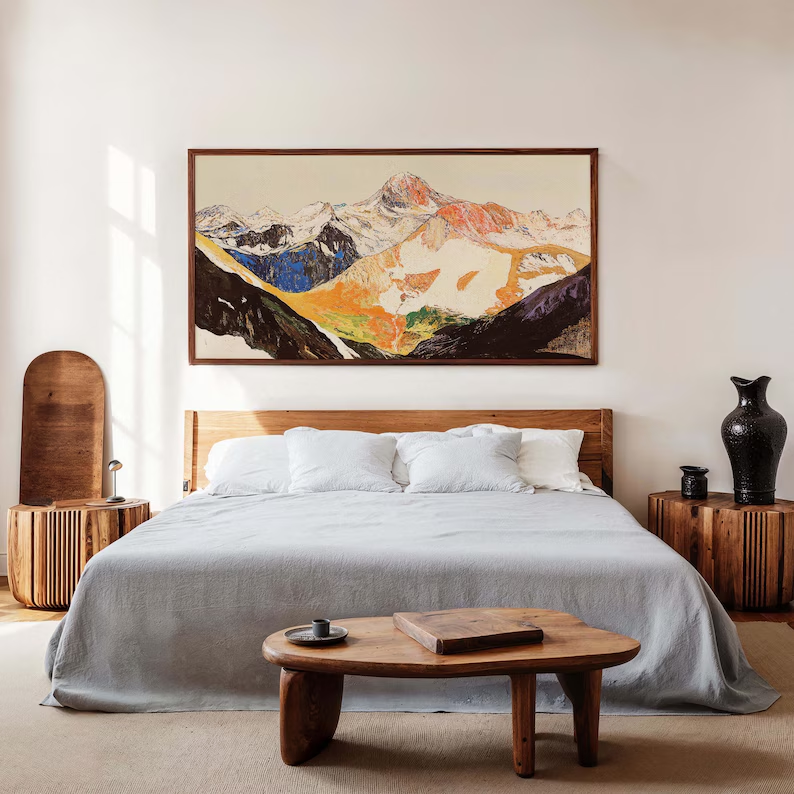 Abstract Mountain Landscape Wall Art – Colorful Canvas Painting