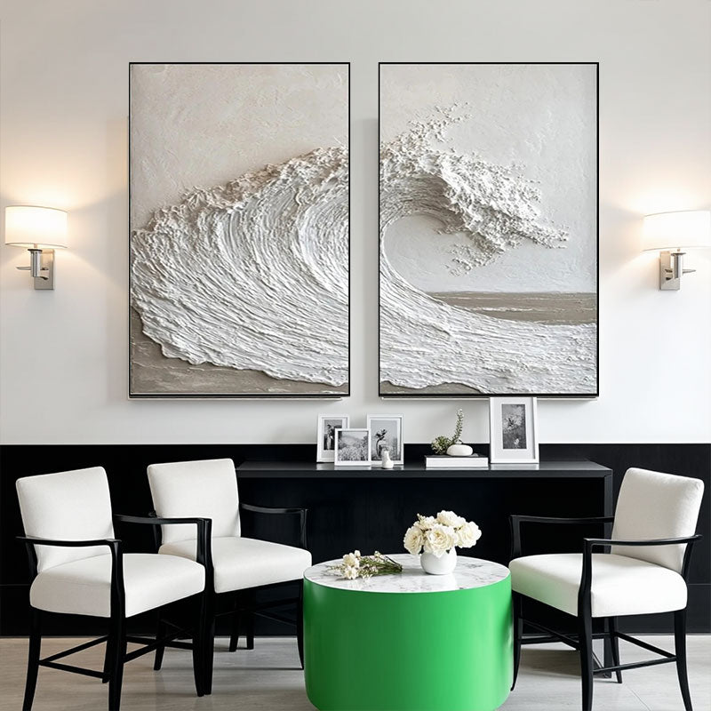 Sculptural Wave Relief Canvas Art Set of 2