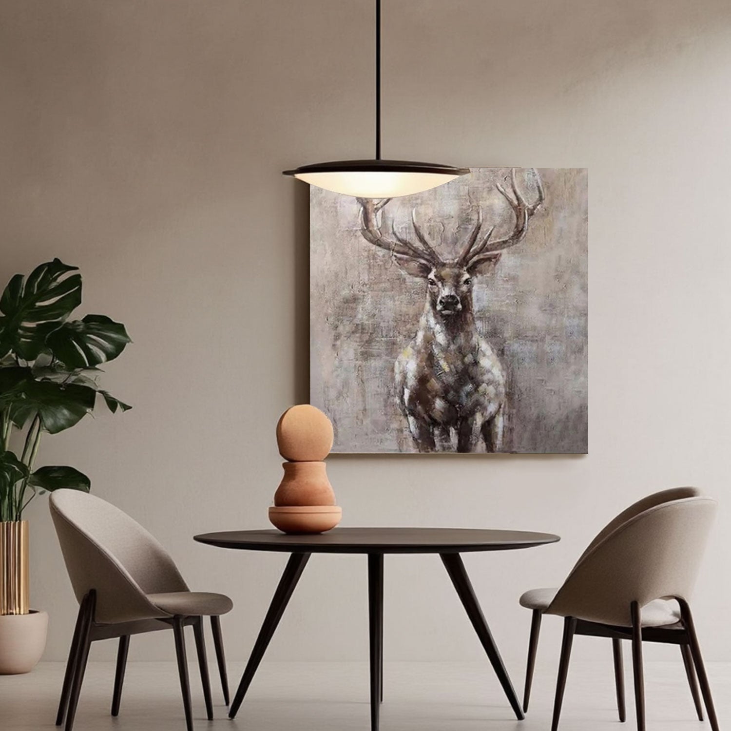 Textured Deer Portrait Wall Art