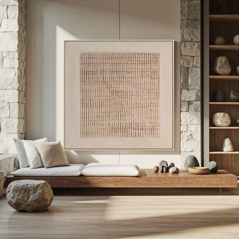 Basket Weave Texture Neutral Abstract Wall Art
