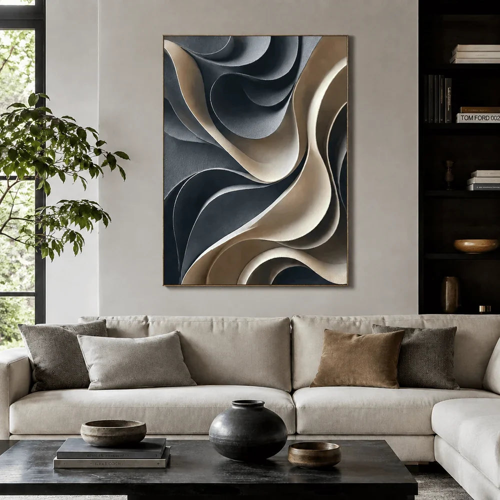 Sculptural Curved Waves Wall Art