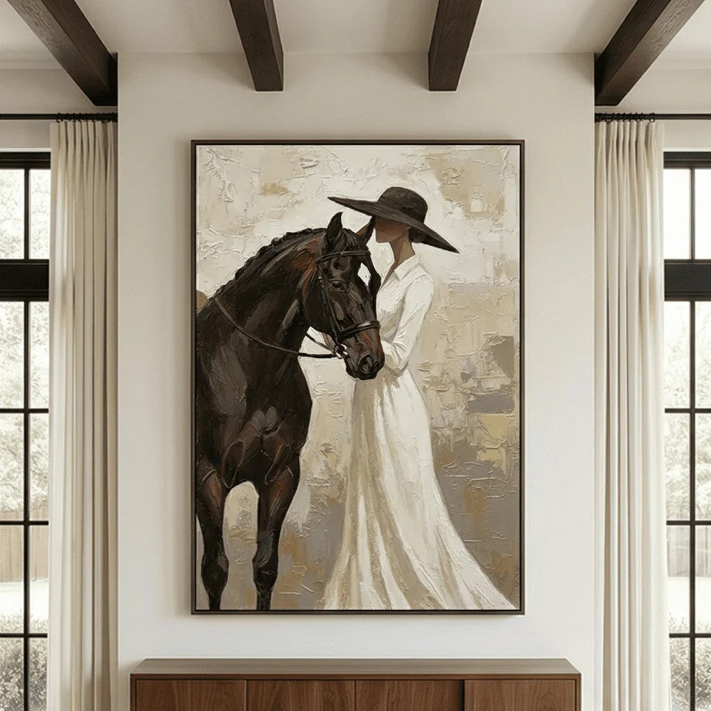 Textured Woman with Horse Wall Art
