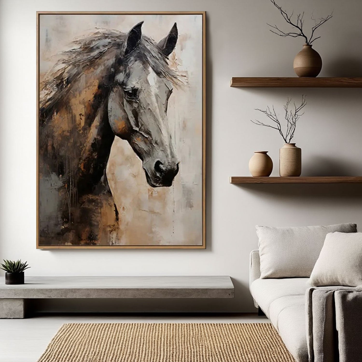 Framed Textured Horse Portrait Art