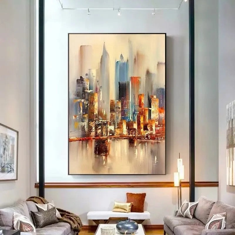 Impressionist Skyline Reflections Wall Art