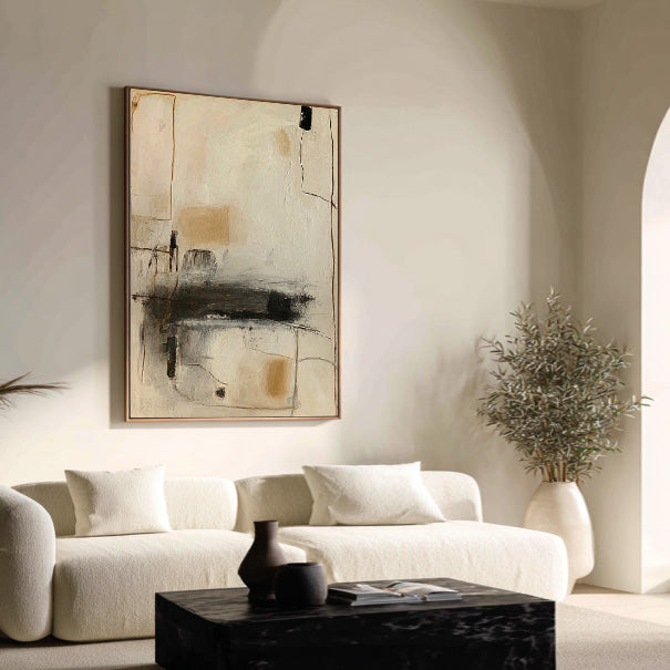The Draft of Time - Wabi Sabi Earth Tone Line Wall Art