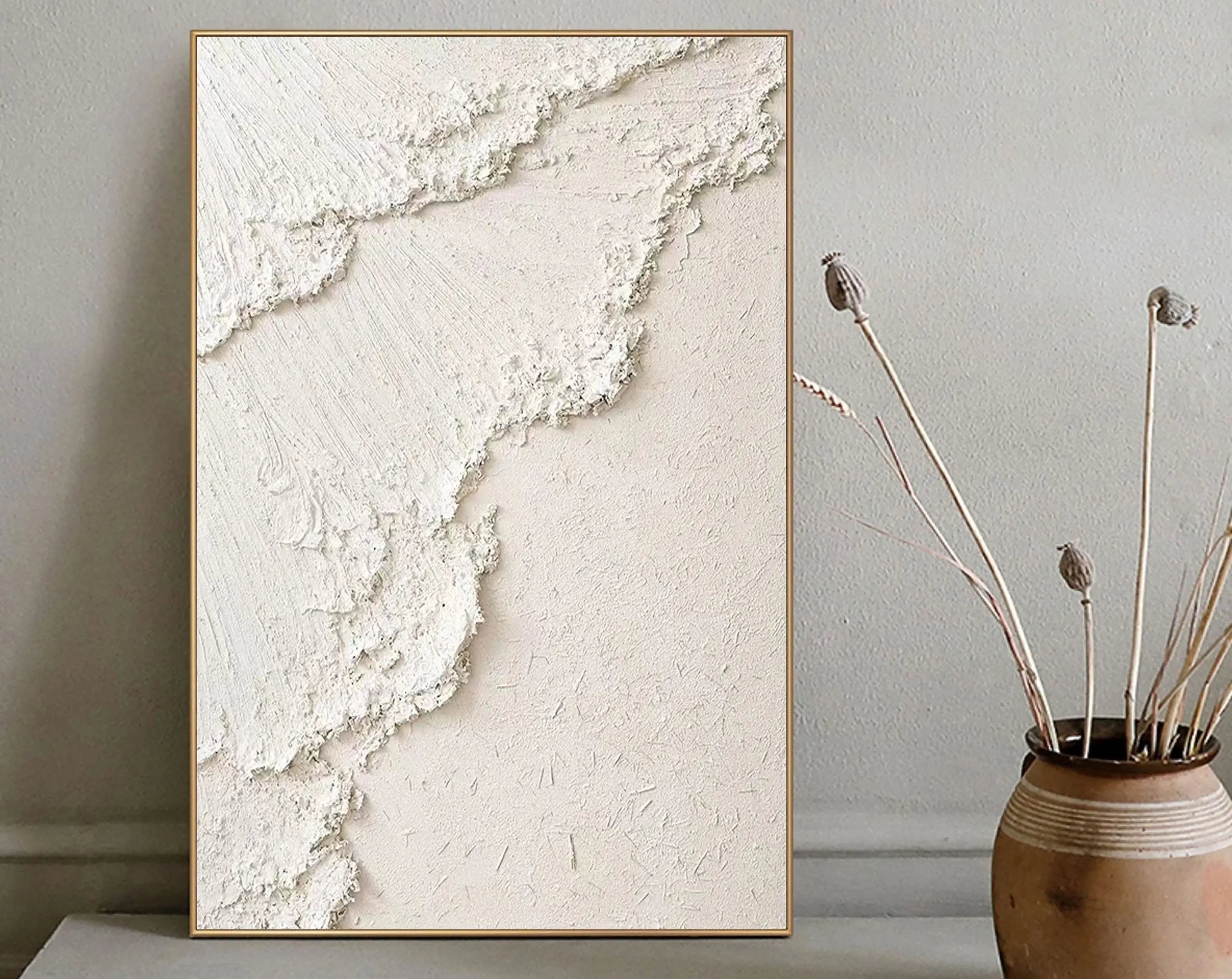 Beige Minimalist Textured Wall Art