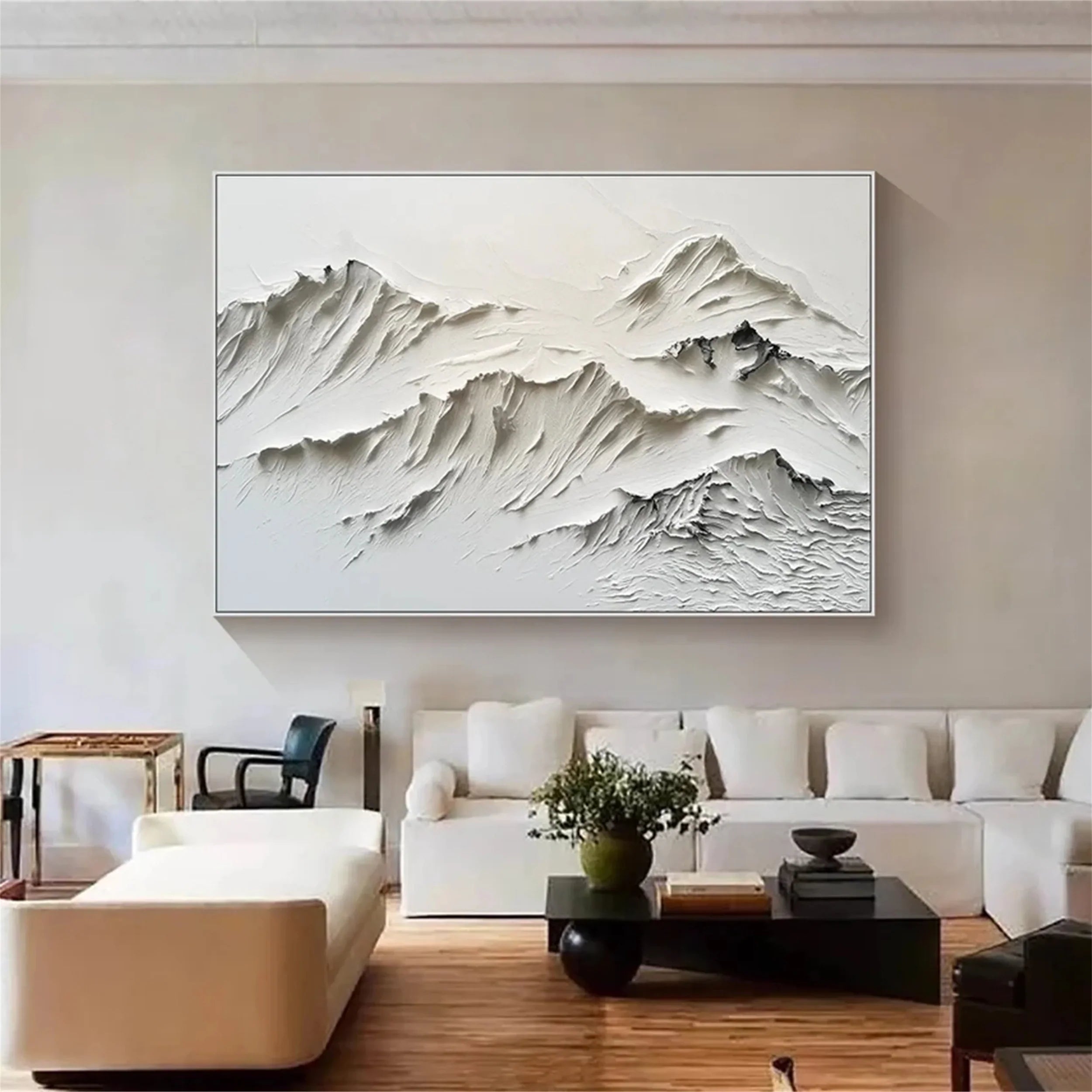 Textured White Peak Relief Art