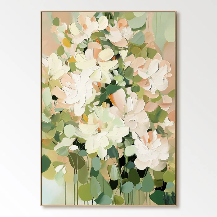 Neutral Floral Wall Art – Minimalist Abstract Flower Canvas