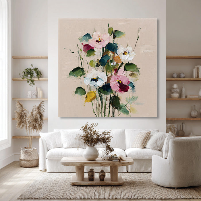 Ode to Spring - Hand Painted Modern Impasto Floral Oil Painting
