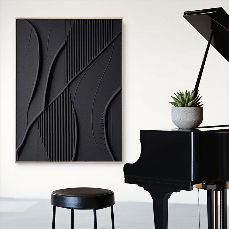 3D Textured Black Line Wall Art