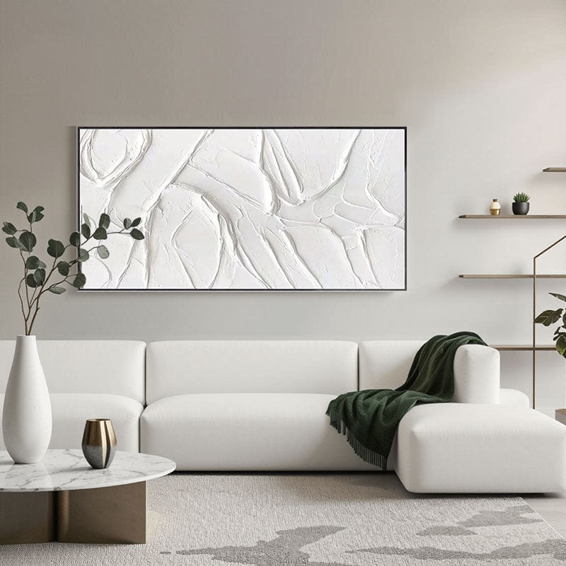 Textured White Relief Wall Art