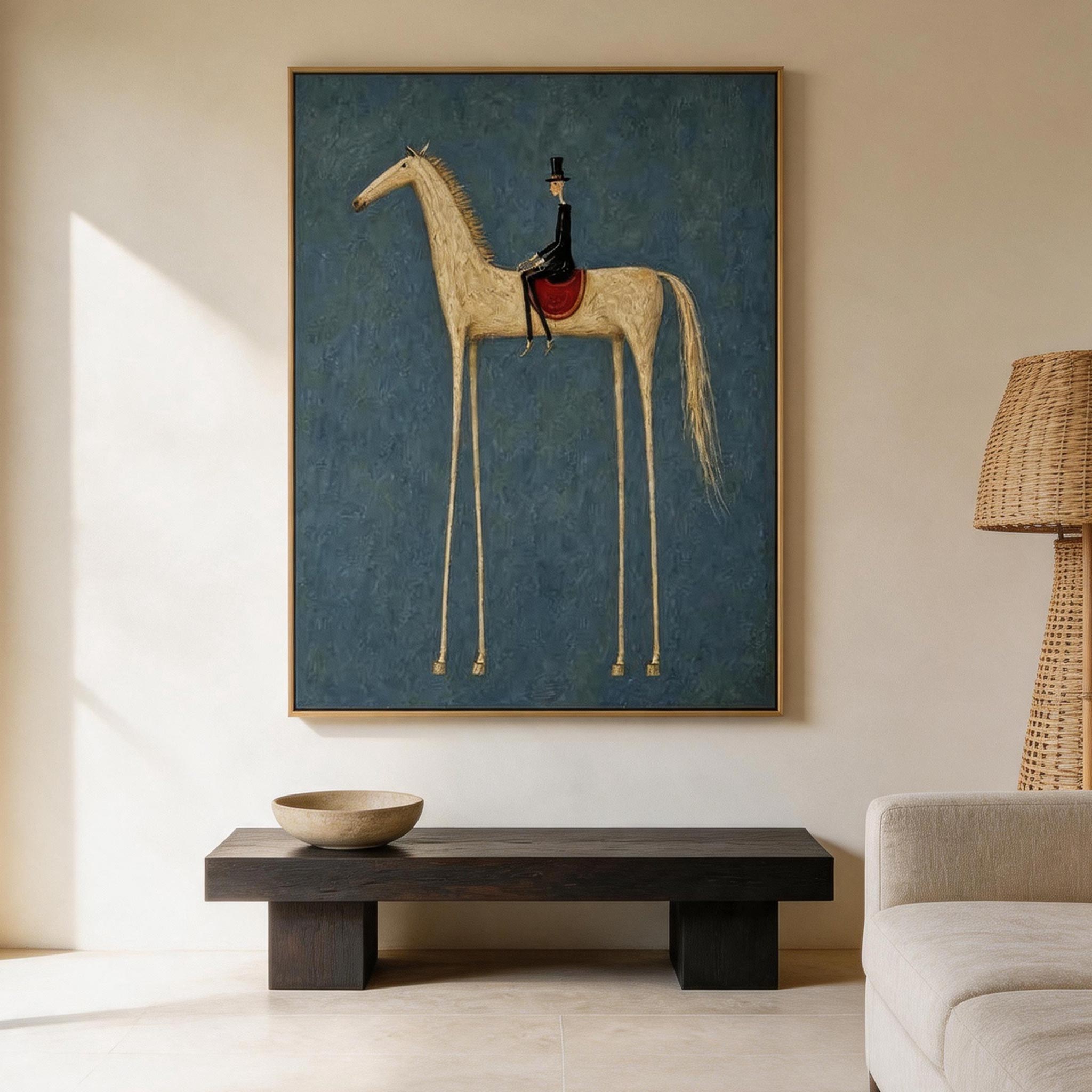 The Gentleman Rider — Pale Horse & Top Hat Canvas Wall Art